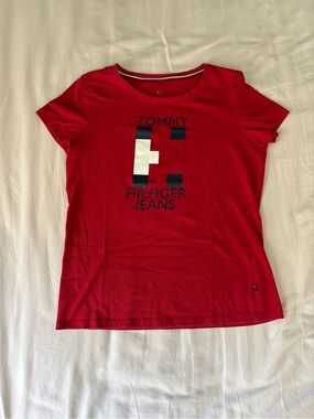 Tommy Hilfiger Red Short Sleeve Logo Tee